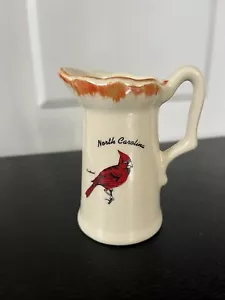 NC Souvenir Creamer Cardinal Goldenrod Ceramic Gold Gilding Vintage 1960s - Picture 1 of 2