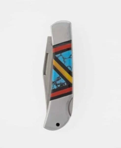 Multi-Color Inlay Knife By Zuni Artists By Leslie & Gladys Lamy - Bild 1 von 3