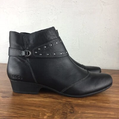 Taos Women's Size 9.5 M Ultimo Black Leather Ankle Boots Studded Inside Zip - Image 1 of 4