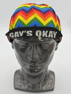 GORRA DE CICLISMO ORGULLO ARCO IRIS 100% ALGODÓN HECHA A MANO EN EE. UU. M L S Foto 1 de 4