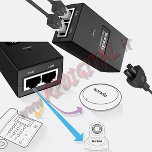 INIETTORE PoE TENDA POE30G-AT 30W 48V GIGALAN GIGABIT LAN VIDEOSORVEGLIANZA HDTV - Picture 1 of 3
