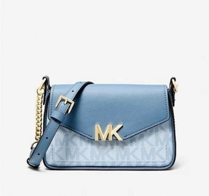 Michael Kors Sylvia Small Signature Logo Crossbody Bag Soft Sky Blue NWT🎀NEW🎁 - Picture 1 of 15