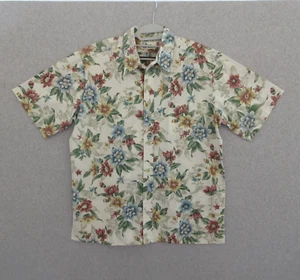 Reyn Spooner Hawaiian Shirt Mens Ivory Floral Button Up Outdoor Casual Preppy - Afbeelding 1 van 6
