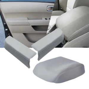 For Honda Pilot 2009-2015 Front Door Armrest & Center Console Lid Cover Leather - Picture 1 of 12