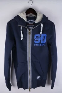 Superdry Equipment Men Hoodie Casual Blue Heavy Cotton Blend Full Zip size XS - Picture 1 of 8