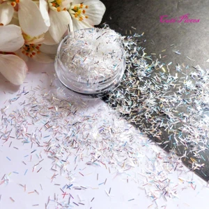 Nail Art Glitzer *LightNing* Silber Licht holografisch 3D kleine Streifen Lametta Topf - Bild 1 von 6