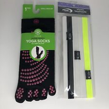 Gaiam Black Super GRIPPY 5 Toe Traction Yoga Socks Womens Small/medium