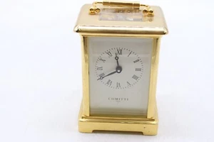 T Vintage Comitti London 5 Glass Brass Key Wind Carriage Clock - Parts Only - Picture 1 of 5