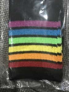 New! Rainbow Crew Socks 1 Pair Black Multicolor Gay Pride LGBTQ Unisex One Size - Picture 1 of 4
