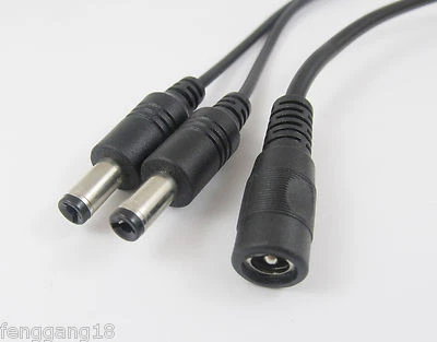5.5mm x 2.1mm DC Female to Dual 2.1mm Male Power Splitter Cable for CCTV Camera - Image 1 of 2