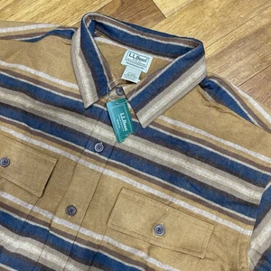 LL Bean XL Chamois Hemd kariert Herren Traditional Fit braun Gerste Regular Streifen - Bild 1 von 10
