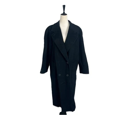 VTG 1980’s Womens JONES NEW YORK Full Length Black Wool Trench Coat Size Large - Image 1 of 4
