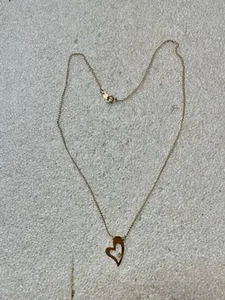 14k Yellow Gold & Diamond Open Heart Pendant Necklace 15”1.83 Grams   - Picture 1 of 13