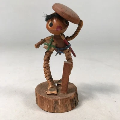 Japanese Kokeshi Doll Vtg Wooden Figurine Shade Traveller Ginkgo Nut Acorn KF391 - Image 1 of 4