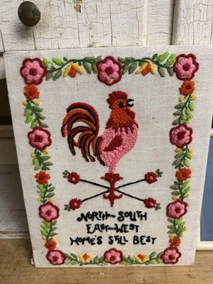 Paleta de gallo de colección hogar aún mejor acabado bordado crewel años 70 Foto 1 de 3