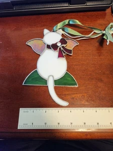 Buntglasornament zum Aufhängen - Katze, Schleife - Bild 1 von 2