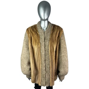 Autumn Haze Mink Cardigan, Knit Sleeves, 2XL, Certified Vintage Fur w/StorageBag - Picture 1 of 10