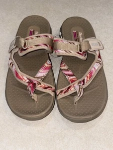 Skechers Damen-Sandalen rosa beige bequem verstellbar Outdoor Lifestyle Schlappen Größe 9 - Bild 1 von 8