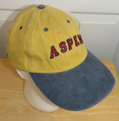 Sombrero con tirantes vintage Aspen Colorado adulto talla única ala ancha amarillo/azul/rojo Foto 1 de 4