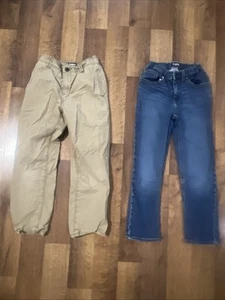 OshKosh B’gosh Set of 2 Lined Khaki And Jeans Pants Blue / Brown Boys Size 8 - Picture 1 of 11