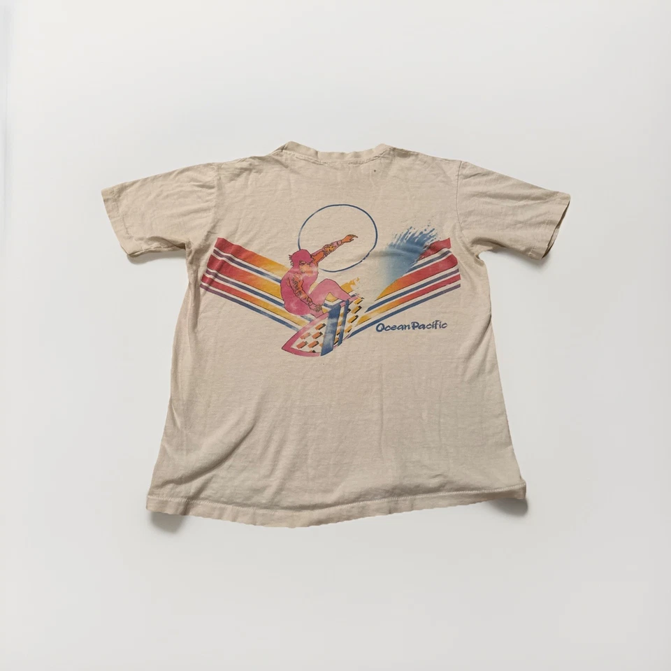 Vintage Ocean Pacific OP Surf T Shirt 80s 90s Single Stitch Mens Medium White - Image 1 of 4