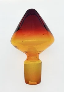 Blenko Handmade Glass 3103 Decanter Stopper in Tangerine - Picture 1 of 4