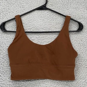 Lululemon Align Ribbed Bra Womens Size 6 Reversible Nulu Yoga Gym Brown - Picture 1 of 17