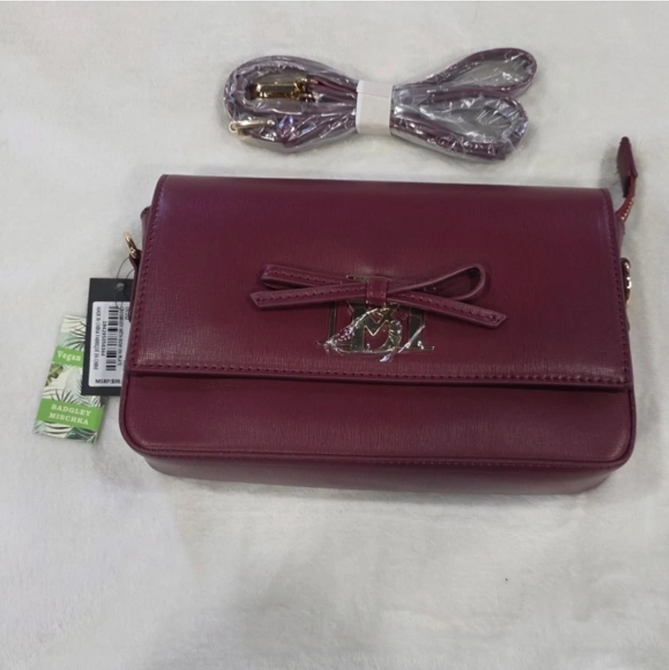 Bolso Bandolera Badgley Mischka Granate Borgoña Cartera con Lazo Foto 1 de 4