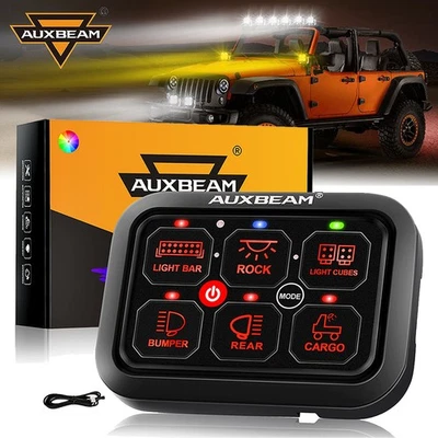 Panel de interruptor AUXBEAM RA60 RGB 6 velocidades palanca/momentáneo/pulsado para Jeep JK JL Foto 1 de 4