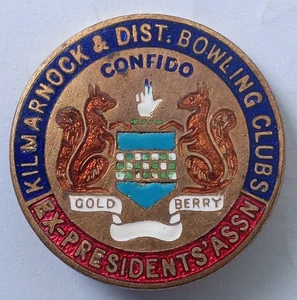Kilmarnock & District Bowling Club Vintage Enamel Pin Badge. PB3-431 - Foto 1 di 3