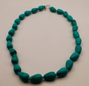 Genuine Turquoise Necklace In Sterling Silver 400 Ct - Picture 1 of 23