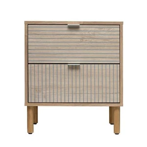 2-Drawer Nightstand, Modern Bedside Table with Cylindrical Natural Wood Merk - Picture 1 of 5