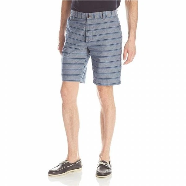 NUEVOS PANTALONES CORTOS PARA HOMBRE DOCKERS INFORMALES PERFECTOS DELANTEROS PLANOS A RAYAS AZULES 40 354120487 Foto 1 de 1