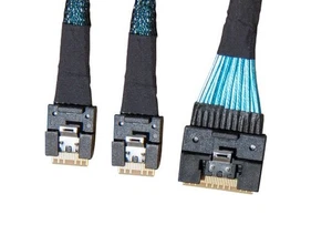 SFF-8654 x8 to 2x SFF-8654 Slim-SAS 0.8m - Imagen 1 de 1