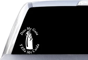 Dios Me Guia Y Ella Me Cuida - Santa Muerte- Window Vinyl Adhesive Decal Sticker - Bild 1 von 2