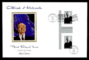 ALFRED HITCHCOCK PRESS SHEET FIRST DAY COVER - HORIZONTAL GUTTER PAIR w PLATE # - Picture 1 of 2