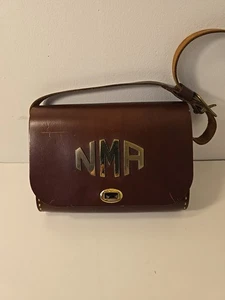 Vtg Thom Hird The Villager Monogram NMA Burgandy Leather Box Bag w/ Strap B24 - Picture 1 of 21