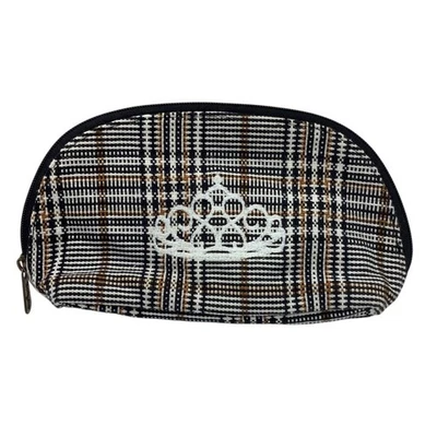 Bolsa de cosméticos a cuadros Thirty-One corona bordada 7,5" algodón/poliéster Foto 1 de 4