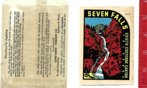 Vintage water decal Seven Falls South Cheyenne Canyon Colorado Lindgren-Turner - Picture 1 of 1