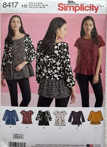 Simplicity Pattern 8417 Misses Pullover Tops 4 Styles Sizes: 6 - 14 OOP - Picture 1 of 2