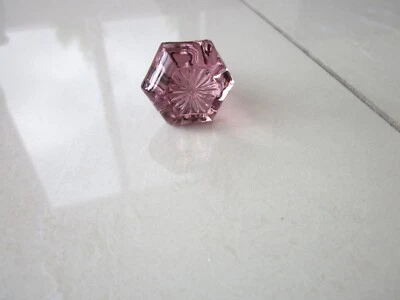 OLD STYLE AMETISTA/ROSA VIDRO ROSCADO ARMÁRIO GAVETA BOTÃO VIDRO SANDUÍCHE - Imagem 1 de 4