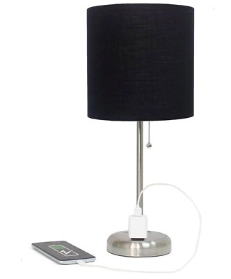 Modern Table Lamp Set of 2 with Black Charger Bedside Desk Lamps for Bedroom - Image 1 of 3