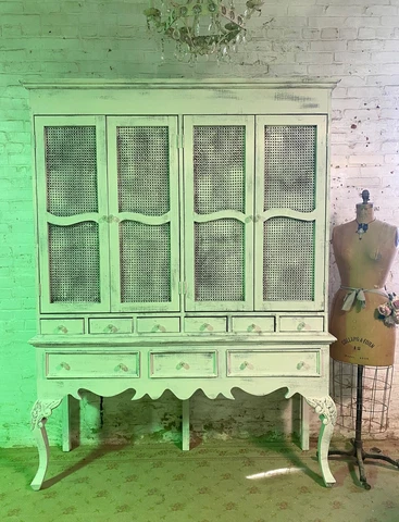 Painted Cottage Shabby Chic French China Cabinet Cover