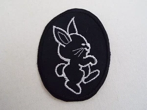 White Black Silhouette Bunny Rabbit Easter 3-1/4" Embroidery Iron-on Patch (E5) - Picture 1 of 1