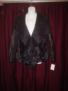 LADIES/WOMENS (JACLYN SMITH) BLACK FAUX FUR-FAUX LEATHER JACKET/COAT SZ. S (NEW) - Picture 1 of 8