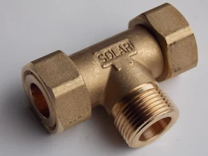 T-Stück IG x AG x IG 3/4" flachdichtend Wellrohr DN16 Solar Heizung Sanitär - Picture 1 of 2