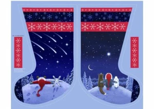 Stargazing Keep Believing Big Christmas Stockings 100% Cotton Fabric Panel - Picture 1 of 1
