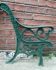 Gorgeous Antique / Vintage Pair of Cast Iron Garden Bench Ends - Ornate - Green