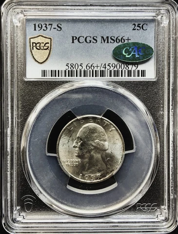 1937-S Washington Quarter PCGS MS66+ CAC Cover