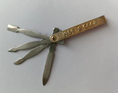 Cuchillo para clavos navaja de bolsillo soviética vintage manicura plegable URSS 1959 cohete Foto 1 de 4